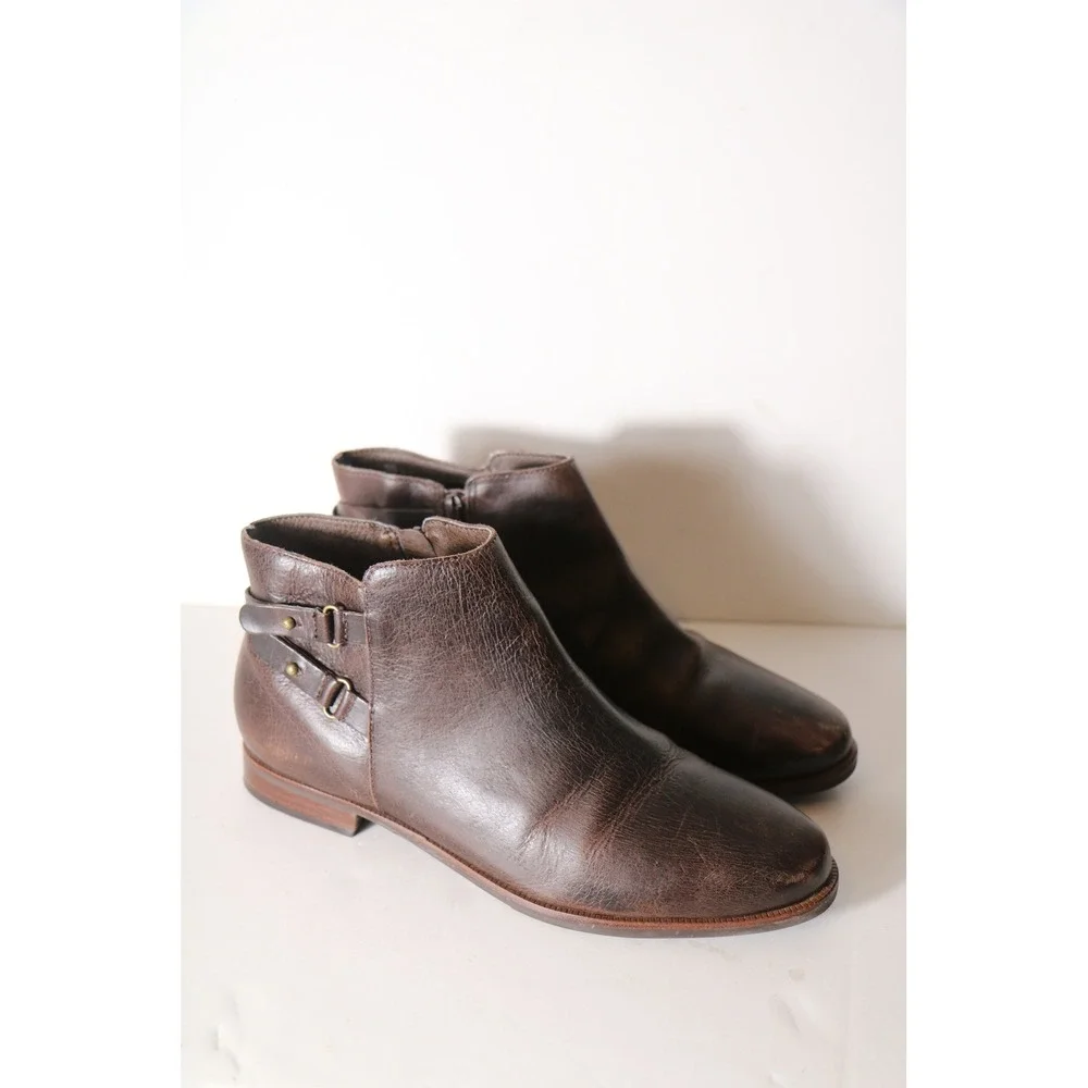 J Jill Melodie Double Wrap Brown Leather Ankle Bootie Womens 11 Boho Antique